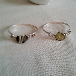 Silver like seaglass bracelets